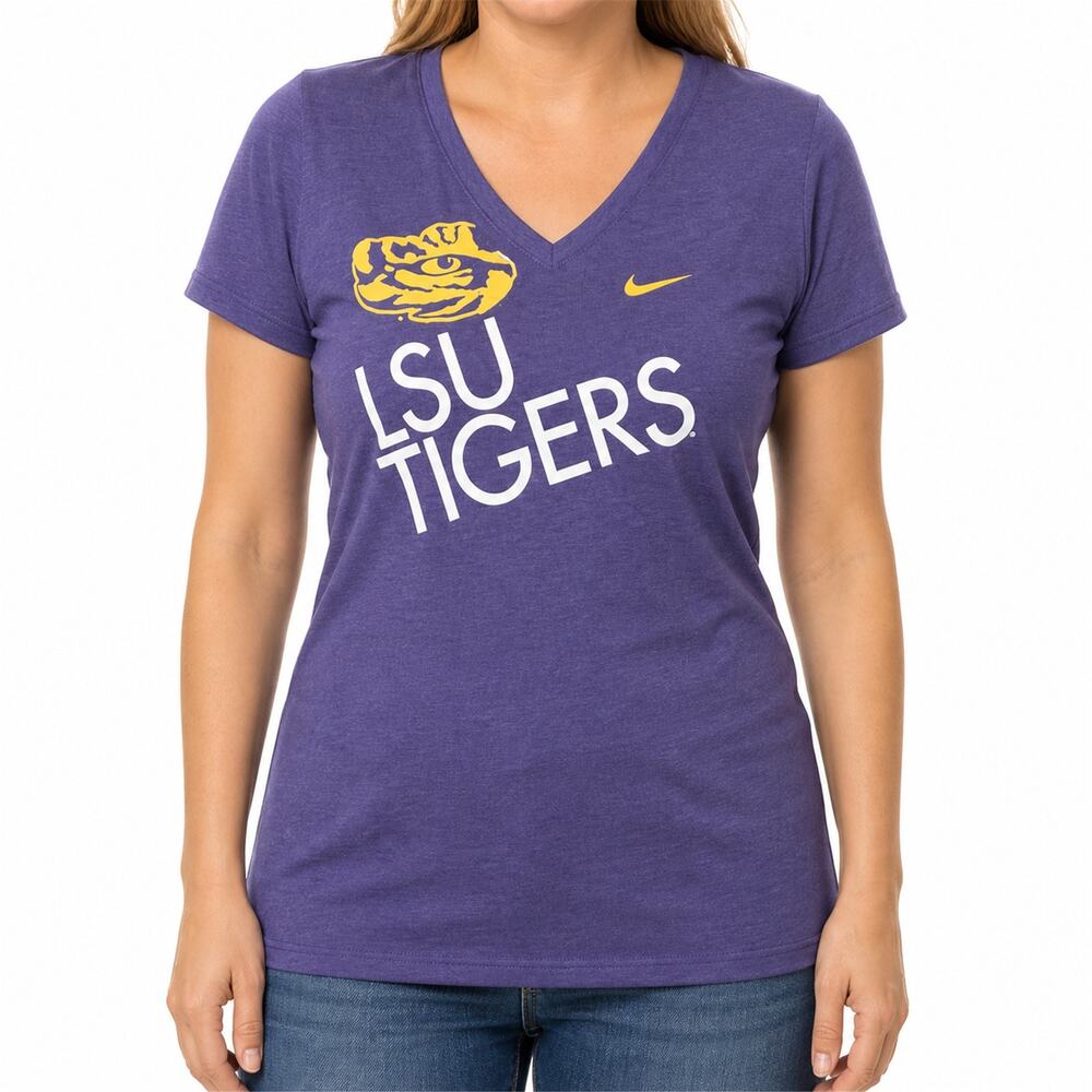 Nike LSU Tigers Shirt Womens 2XL Purple Short Sleeve V-Neck Pullover